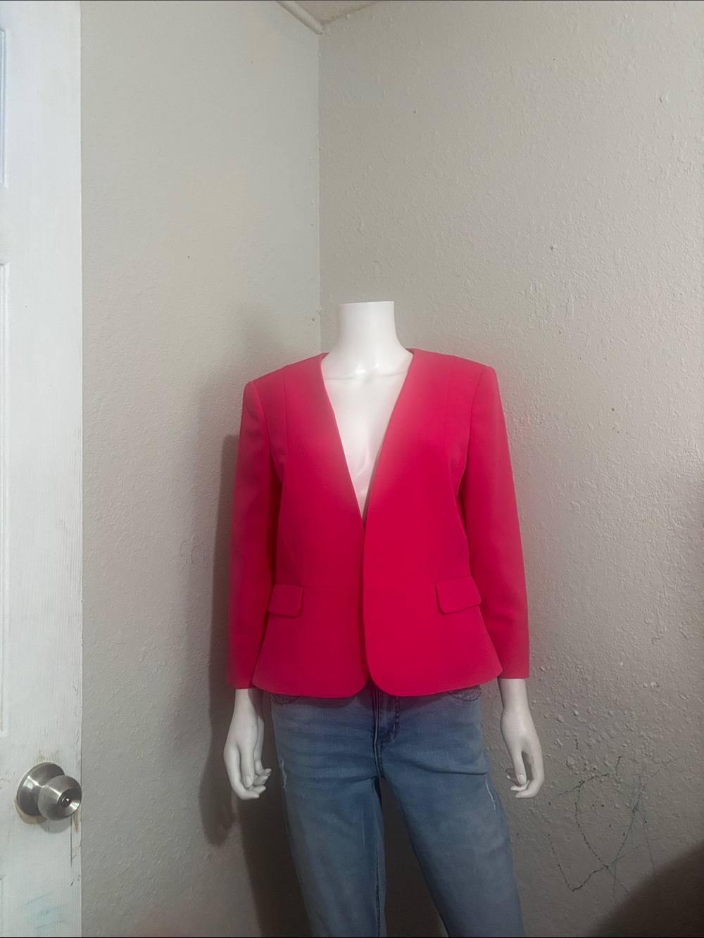 Kasper Bright Pink Open-Front Blazer - Picture 2 of 10